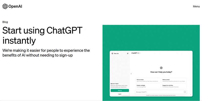 OpenAI宣布，将允许用户直接使用ChatGPT，而无需注册